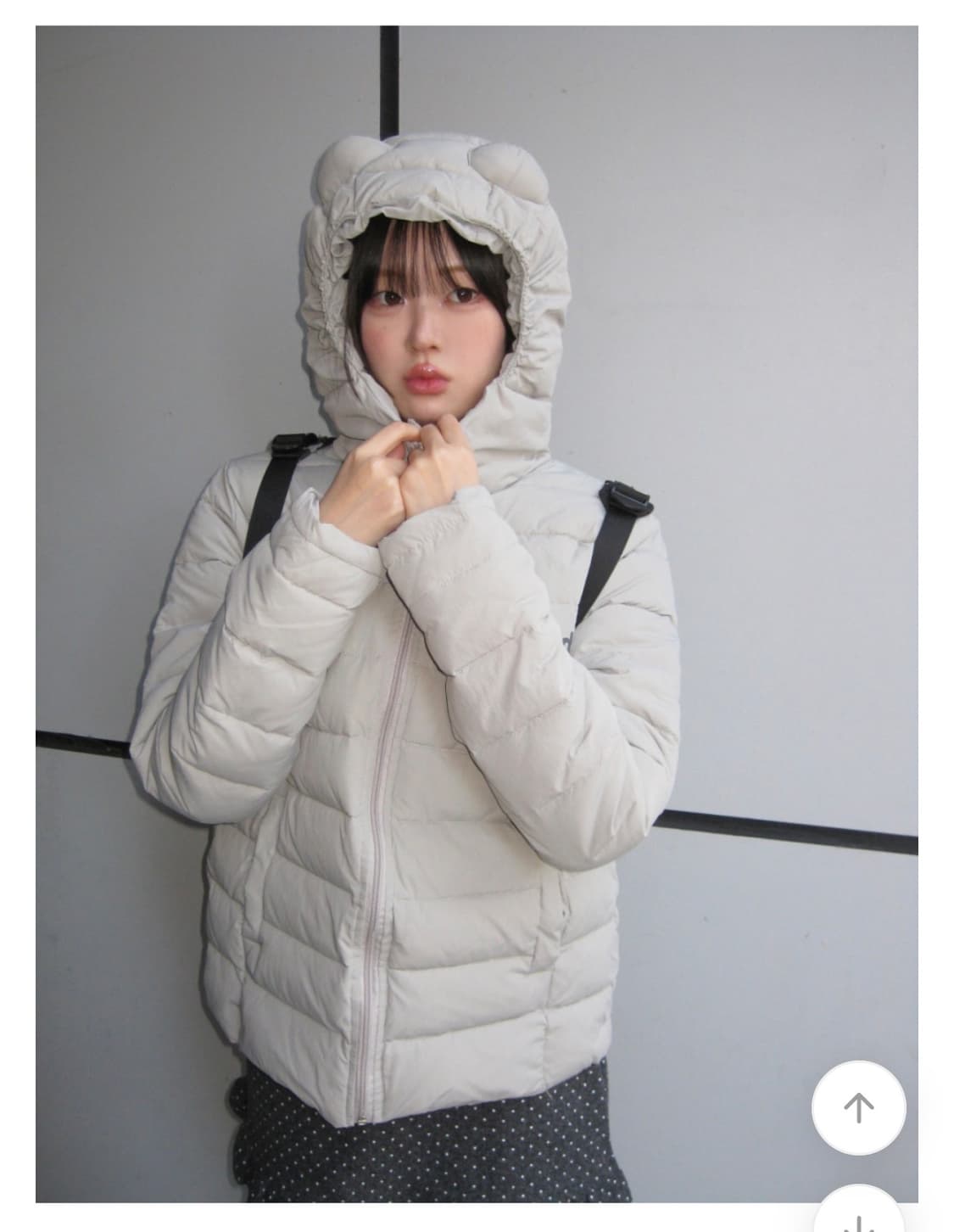 곰돌이귀 경량패딩 그레이 상품이미지1