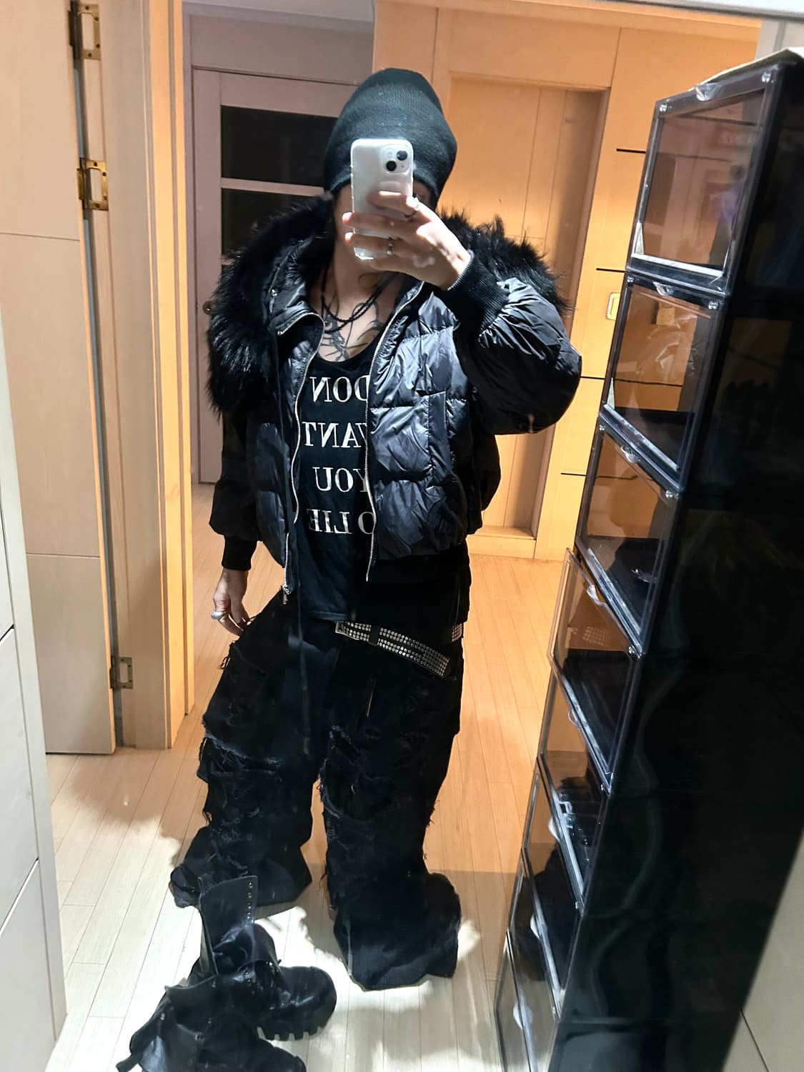 Black Fur n2b Puffer Jacket 상품이미지4