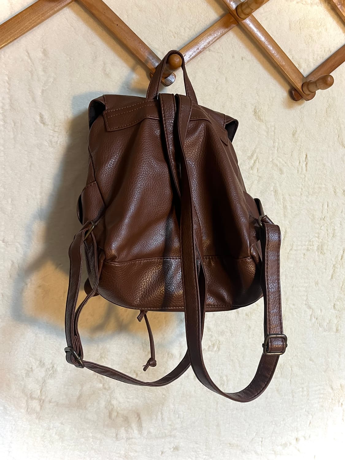 빈티지 가죽 백팩 브라운 모리걸 상품이미지3