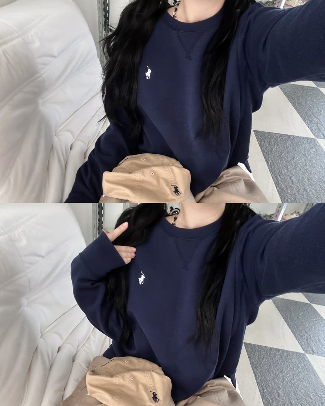 폴로 랄프로렌 네이비 세미크롭 맨투맨  상품이미지1