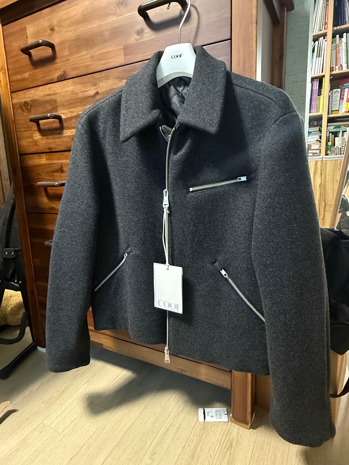 [새상품] 쿠어 더블 페이스 울 미니멀 멀티 집 자켓 (멜란지그레이) 상품이미지3