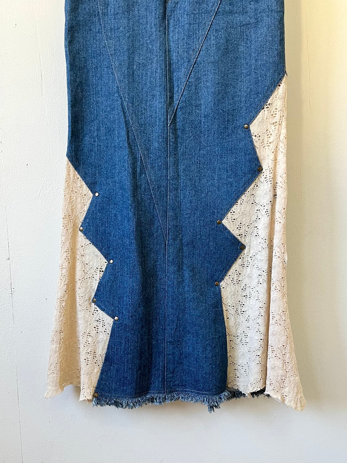 Pink Papillon 데님 프릴 롱 스커트 상품이미지2