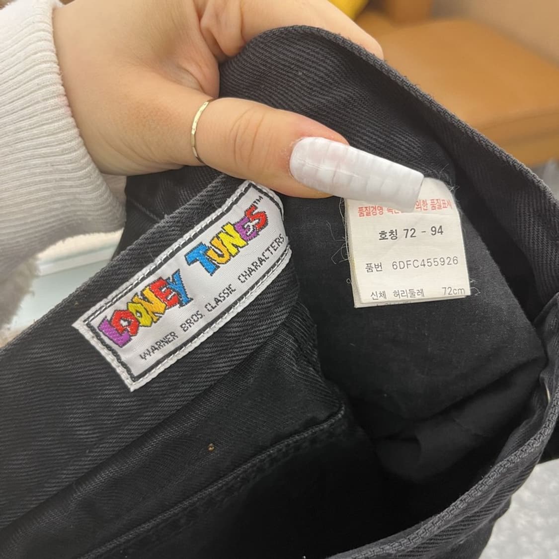 루니툰즈 스트릿 펑크 키치 캐릭터 흑청 데님팬츠 26인치 C10645 상품이미지7