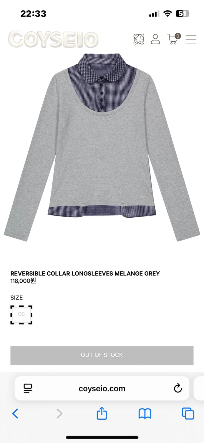 REVERSIBLE COLLAR LONGSLEEVES MELANGE GR 상품이미지1