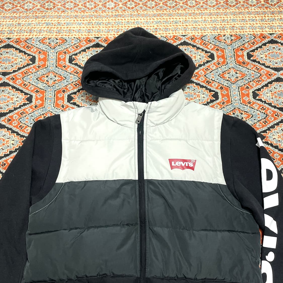 리바이스 블랙 패딩조끼 레이어링 후드티셔츠 여성M/KIDS L 상품이미지2