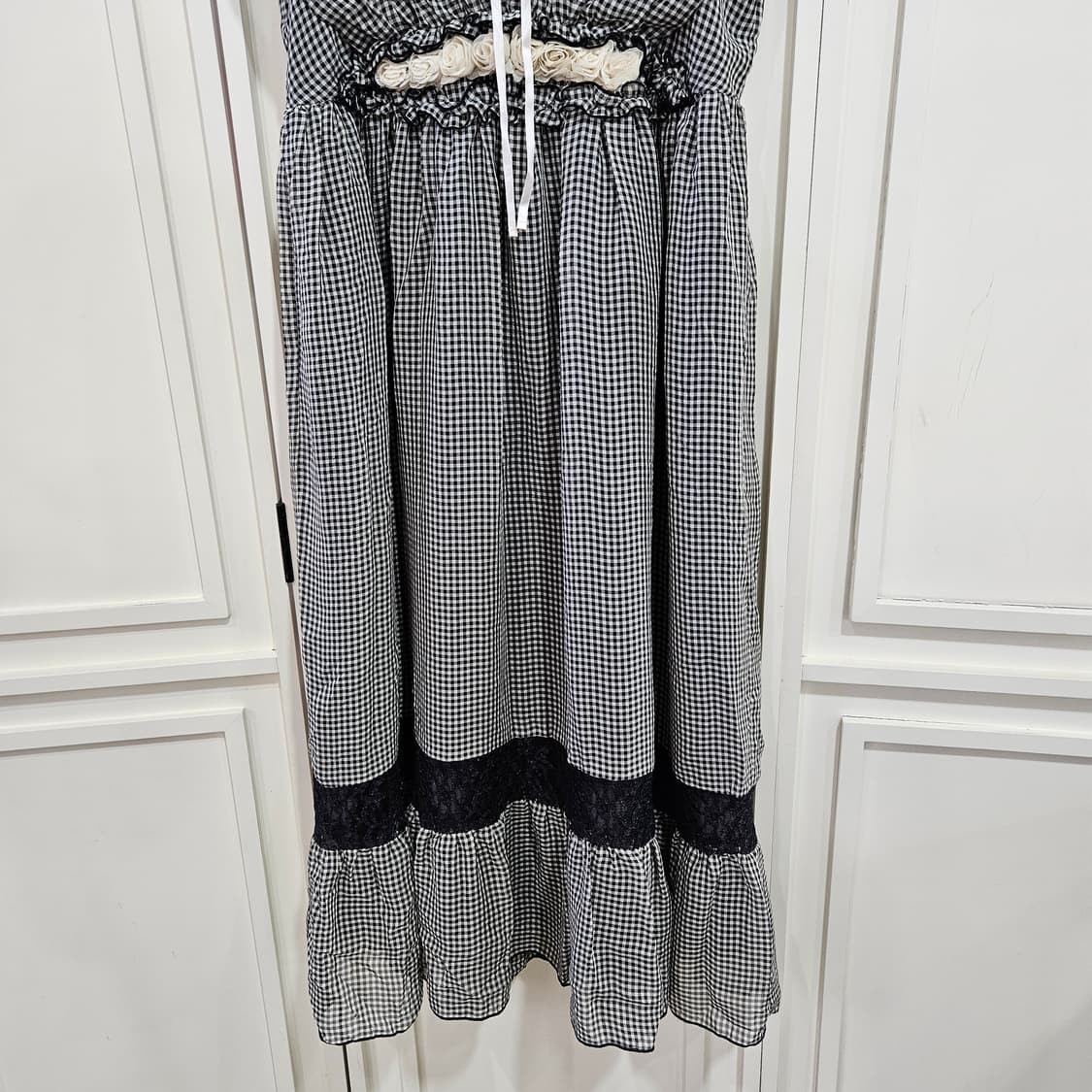 엑시즈팜(Axes Femme) 깅엄체크 레이스 원피스 상품이미지6