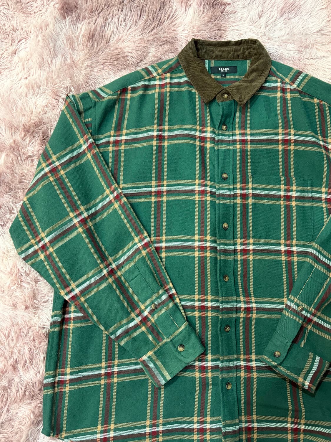 빔즈 하트 오버핏 코듀로이 체크 셔츠 상품이미지3