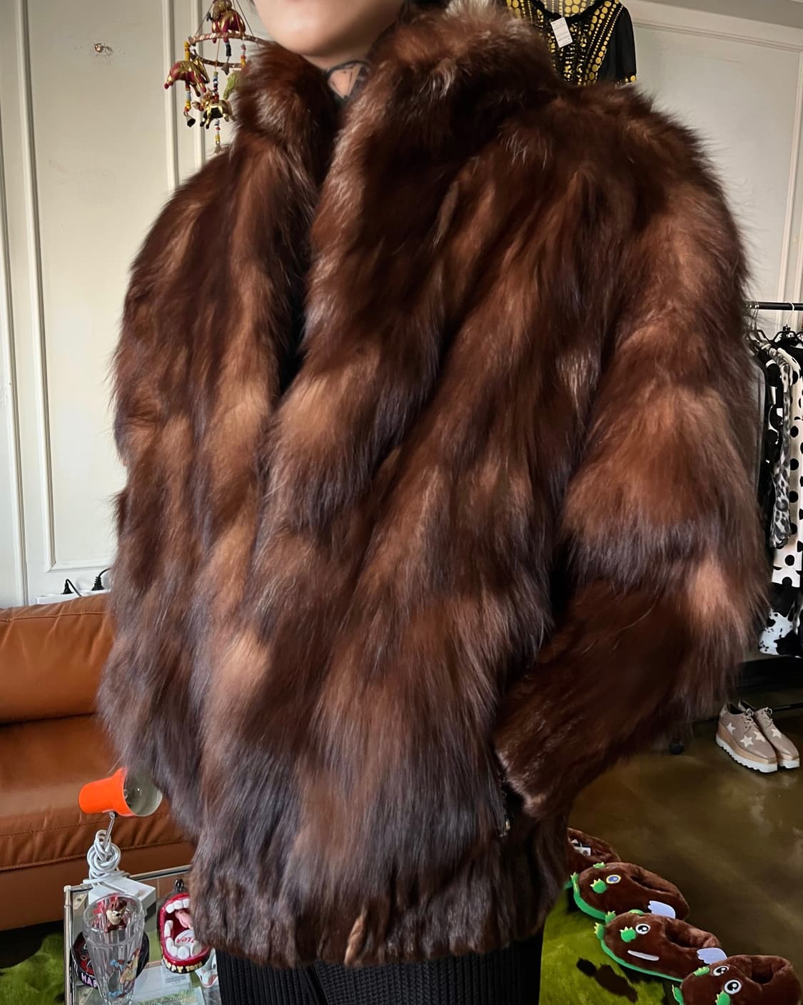 SAGA Fox Real Brown Fur Dolman Coat 상품이미지3