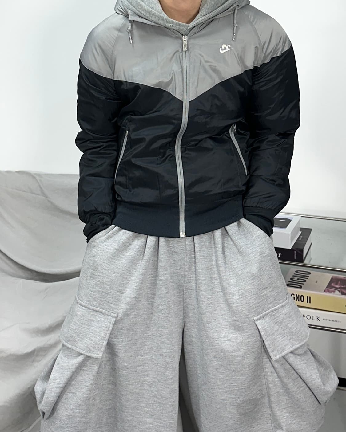 나이키 블랙 그레이 바람막이 점퍼 L 상품이미지1