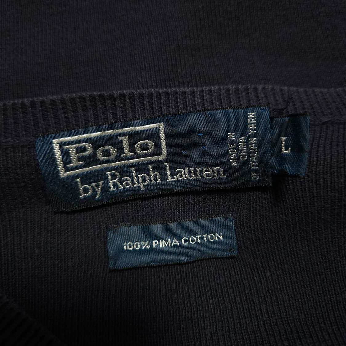 L ) 폴로 랄프로렌 피마코튼 네이비 브이넥 니트 상품이미지3