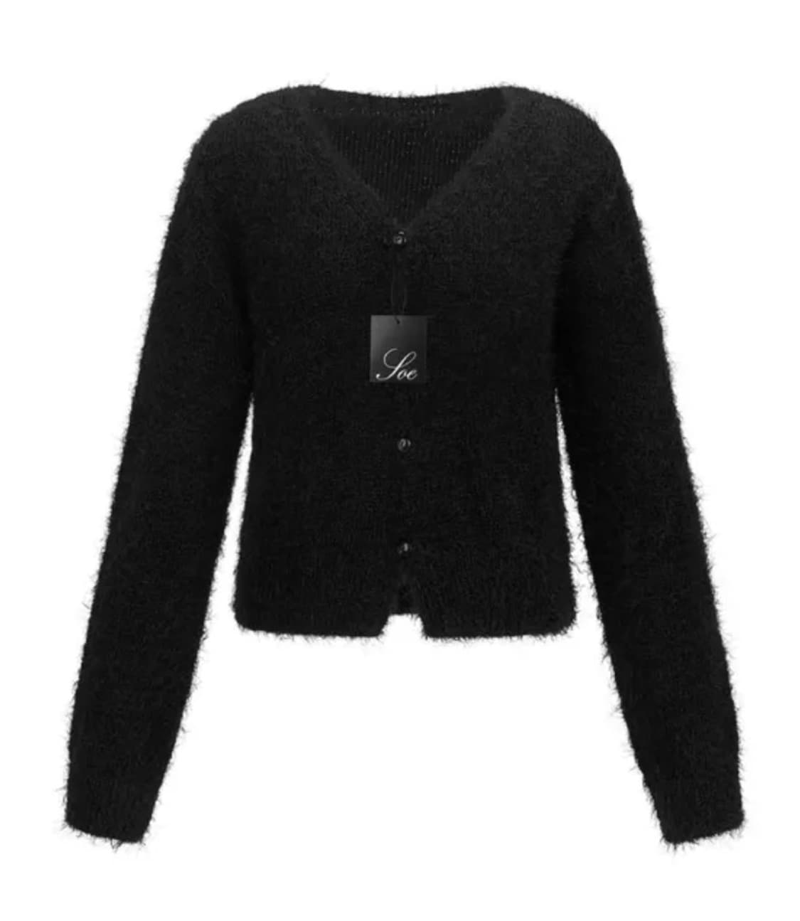 블랙 퍼 가디건 상품이미지1