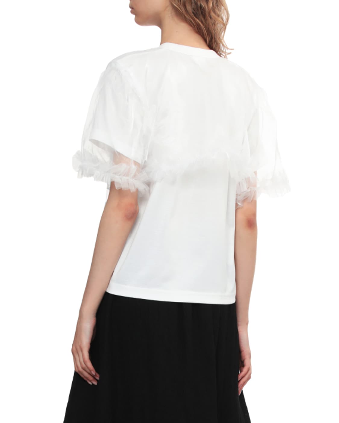 새상품 느와케이니노미야 튤트림 화이트 숏슬리브 M 상품이미지2