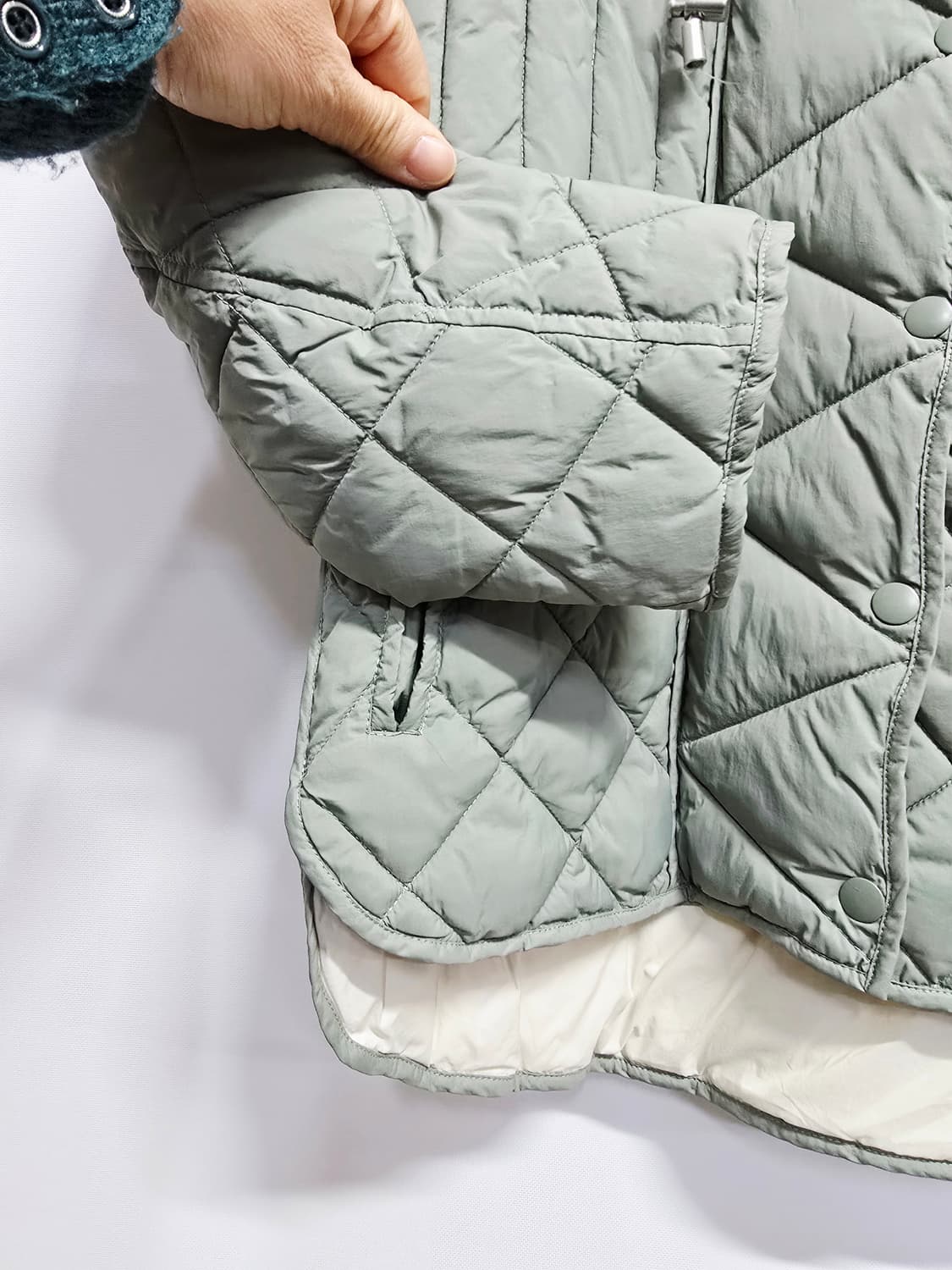 블루페페 다이아 퀼팅 후드 자켓 민트 상품이미지3
