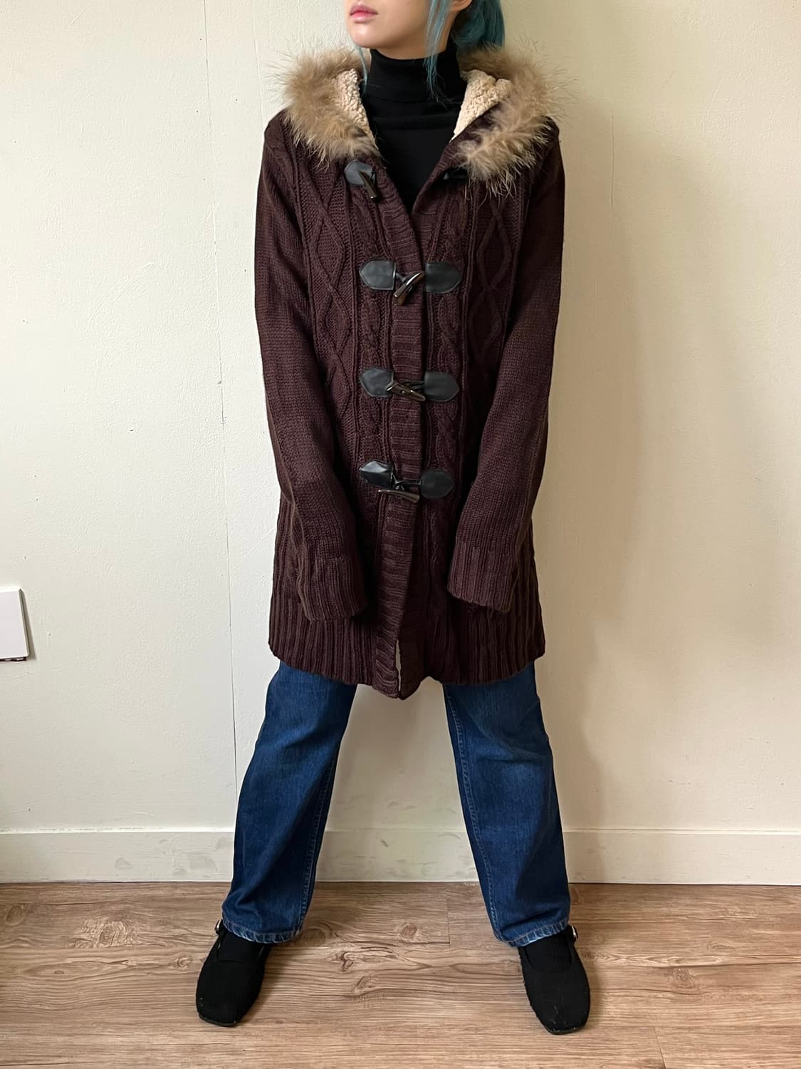 Chou 라쿤 퍼 스웨터 후드 상품이미지5