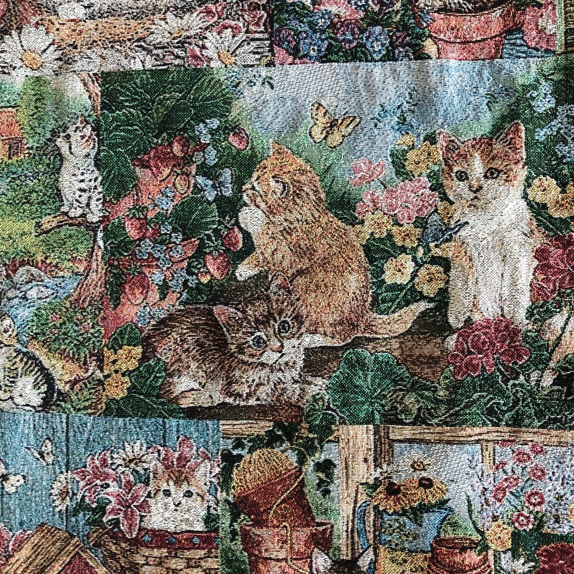 고양이 패턴 자투리 원단 자수 앤틱 천 봉제 파우치 미싱 핸드메이드 상품이미지6