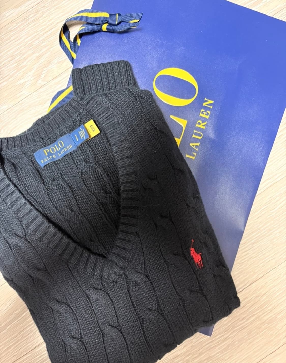 폴로 케이블 니트 네이비 사이즈 S 백화점용 상품이미지1