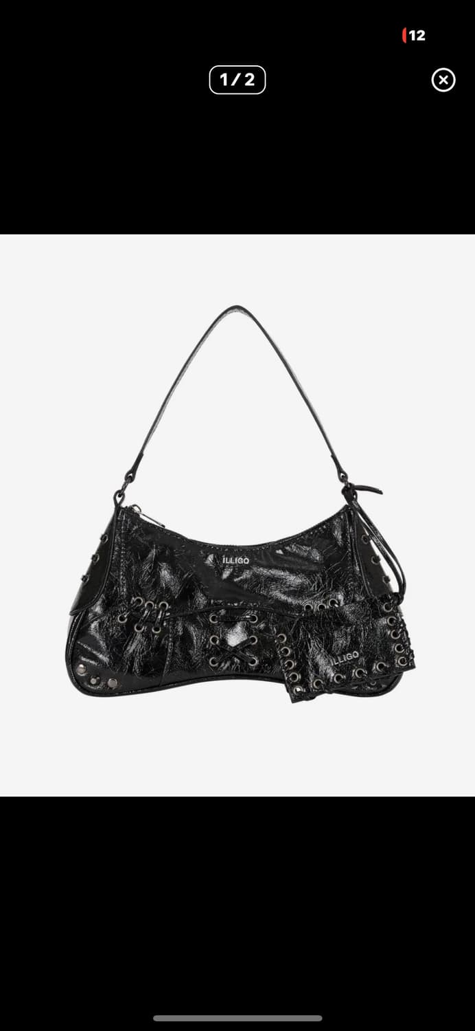 일리고 아일렛 스터드 숄더백 블랙 상품이미지1