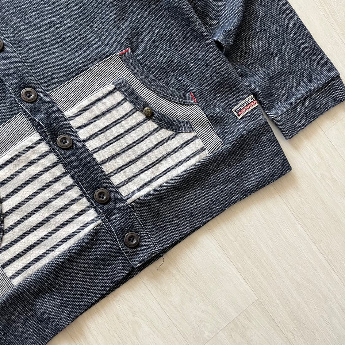 JPN . 재팬 빈티지 스트라이프포켓 버튼 후드 상품이미지5