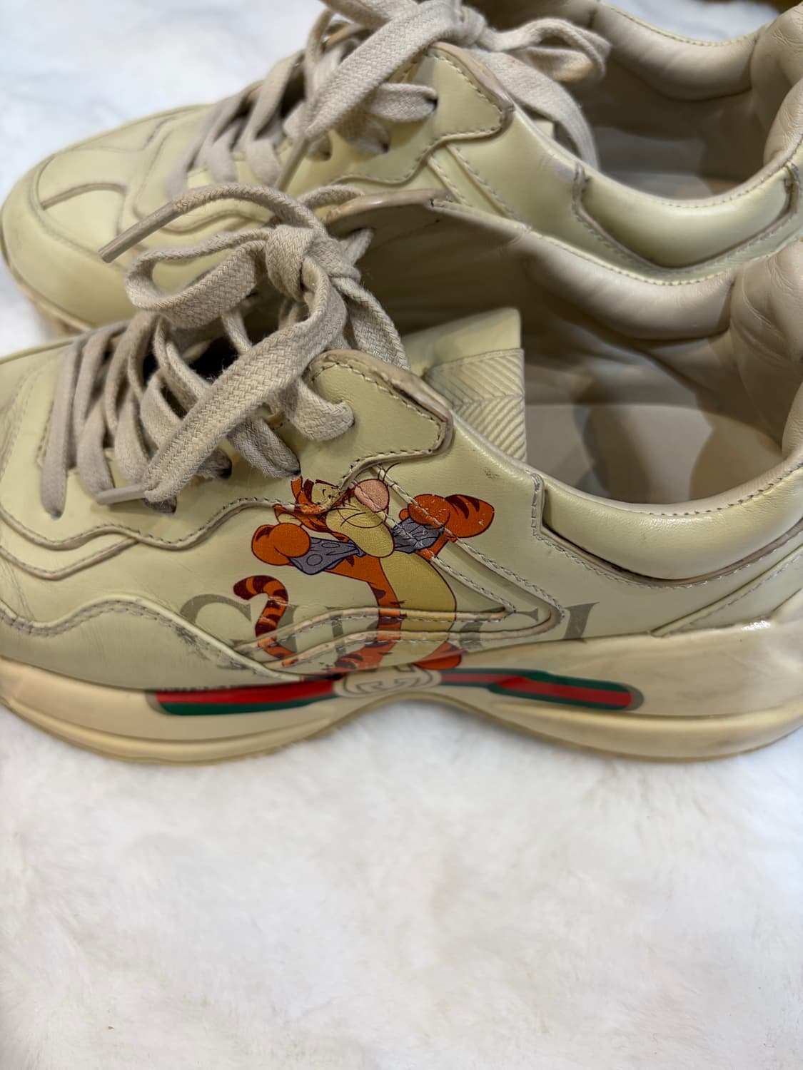 구찌 아이보리 레더 운동화 상품이미지2