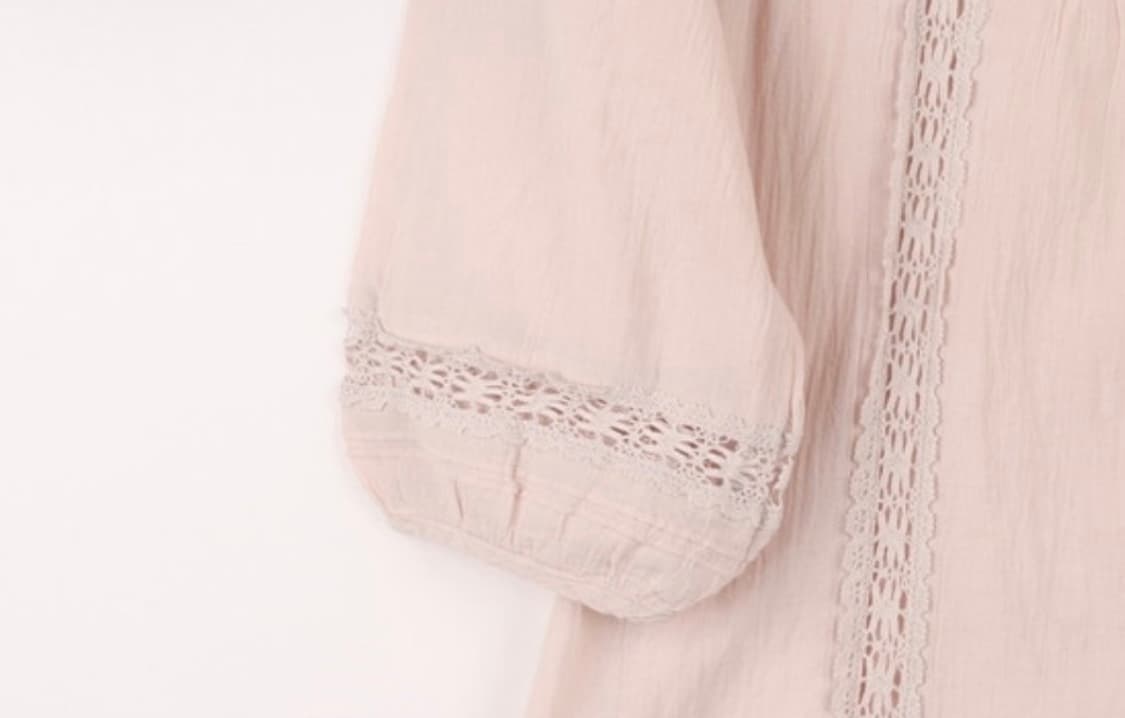 Boho Lace Trim V-Neck Blouse 상품이미지3