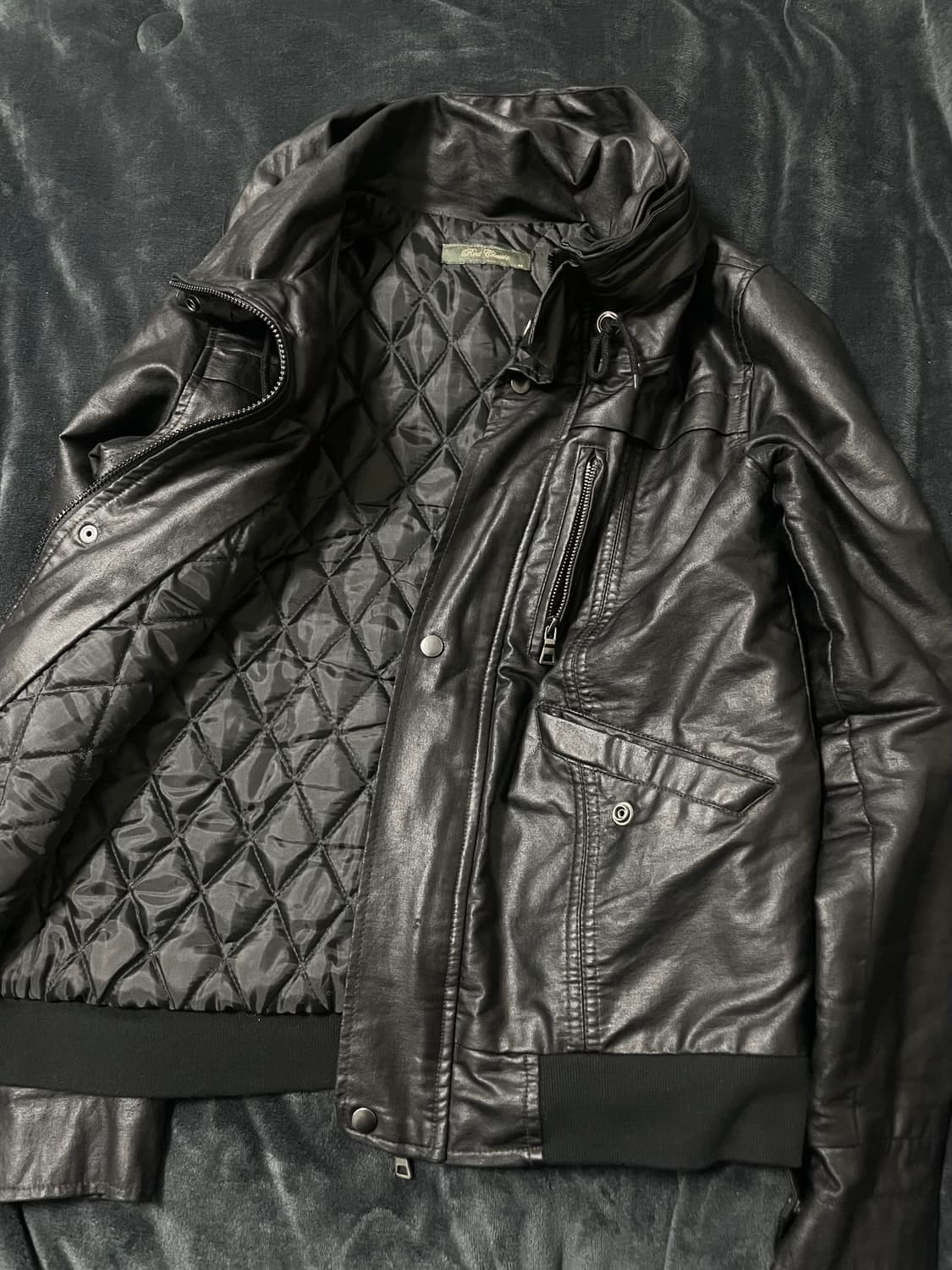 00s 하이넥 지퍼 포켓 레더 봄버자켓 데무다크웨어유니섹스에디슬리먼st 상품이미지6