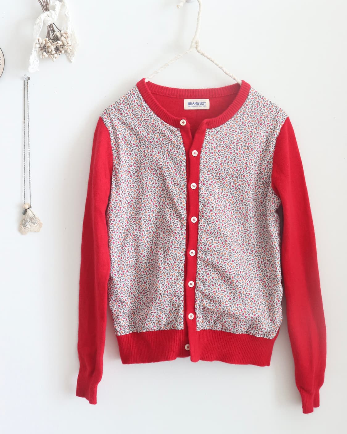 [Beams Boy] Liberty Floral Red Cardigan 상품이미지8