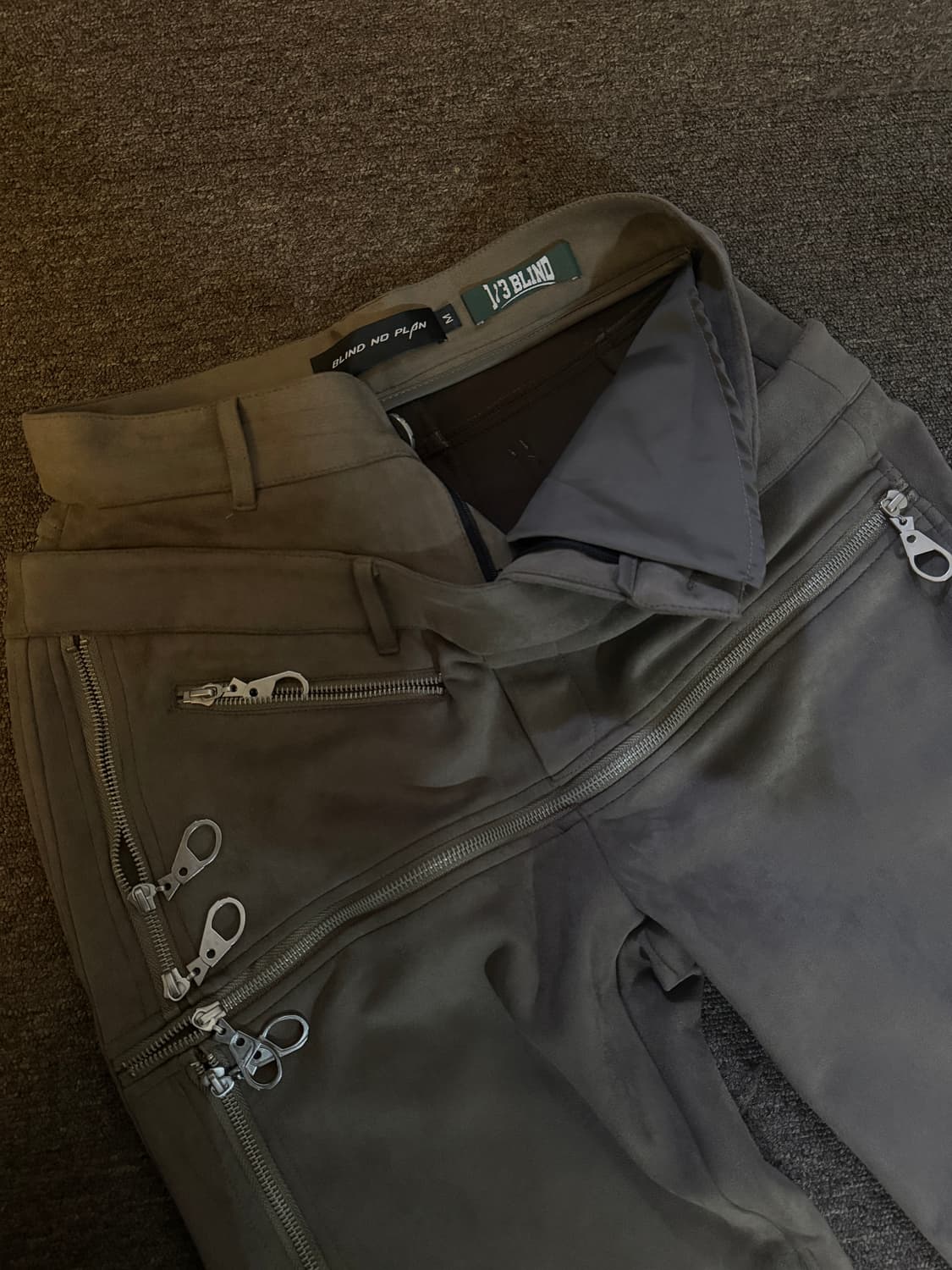 BLIND NO PLAN 스웨이드 지퍼 팬츠 (부츠컷 가능) M 상품이미지3
