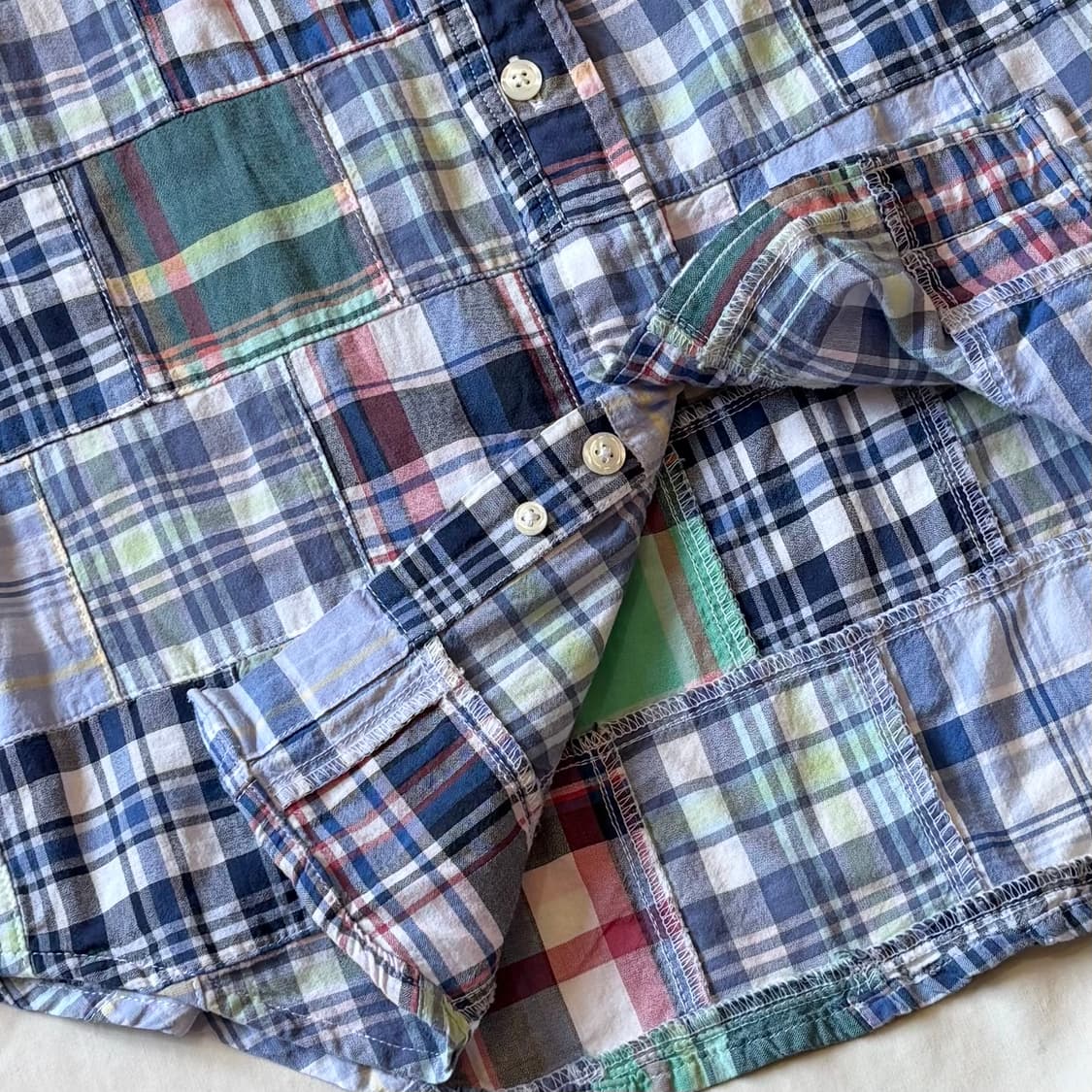 [S / 95] BB 오리지널 마드라스 패치워크 버튼다운 셔츠 상품이미지5