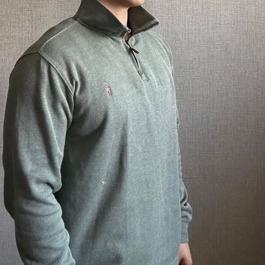 폴로 랄프로렌 모스그린 신형 반집업 니트 L 상품이미지3