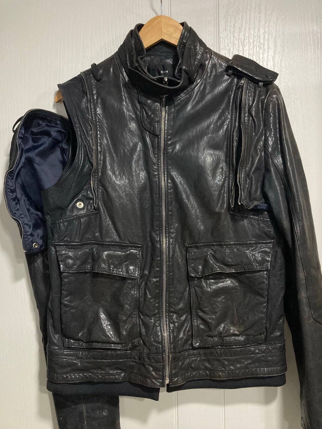 패널 레더 자켓 상품이미지4