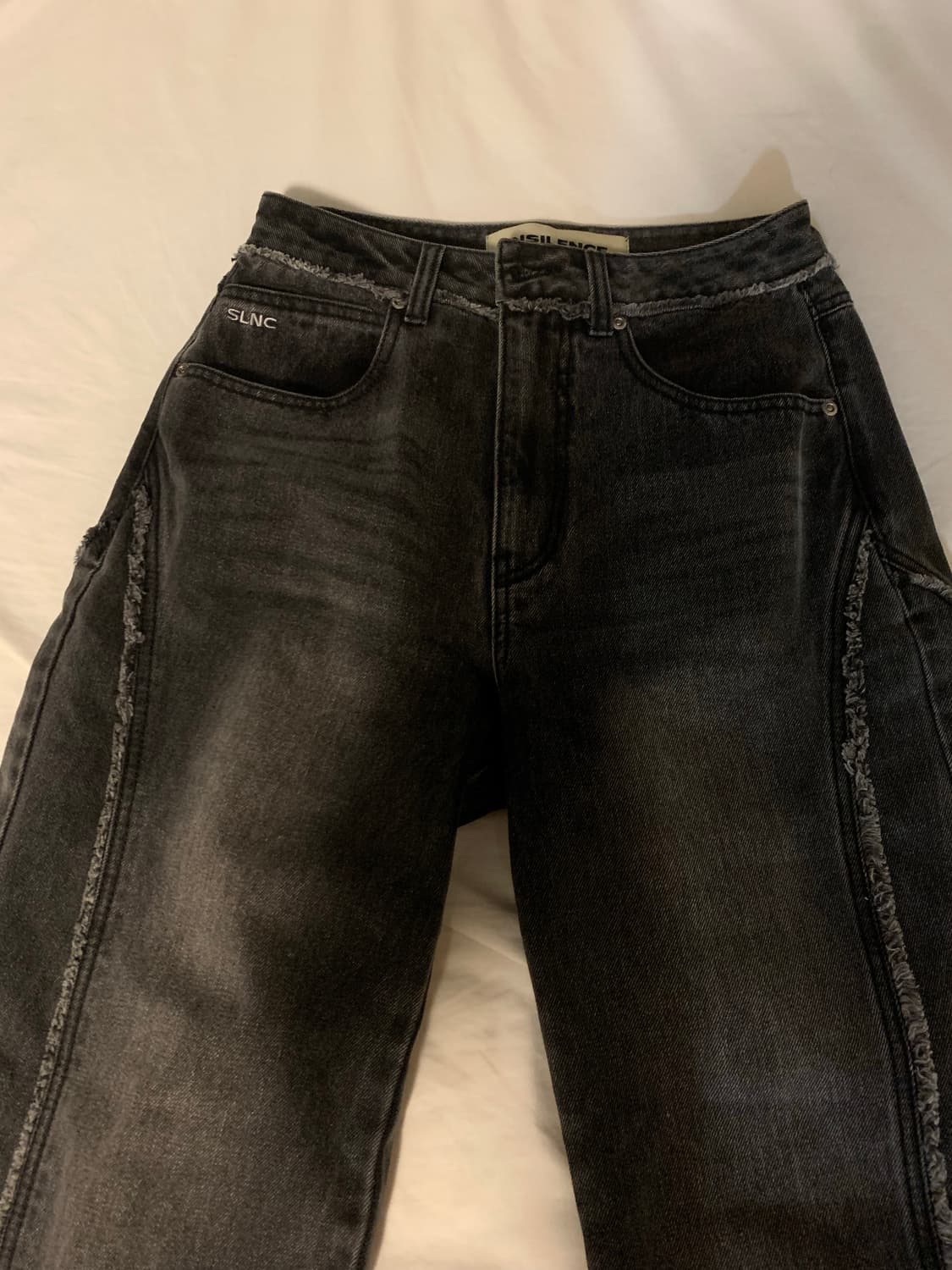 급처) 인사일런스 우먼 테슬 와이드 데님 팬츠 상품이미지6