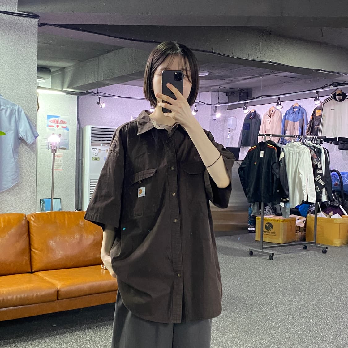 칼하트 투포켓 브라운 반팔 셔츠 B4418 상품이미지1