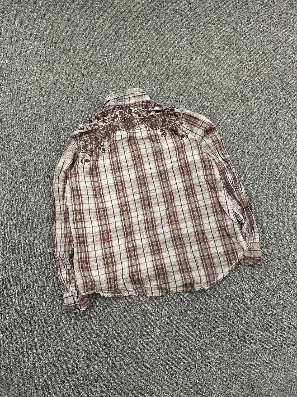 XL) Pop Icon Clothing 빈티지 자수 체크 남방 셔츠 상품이미지2