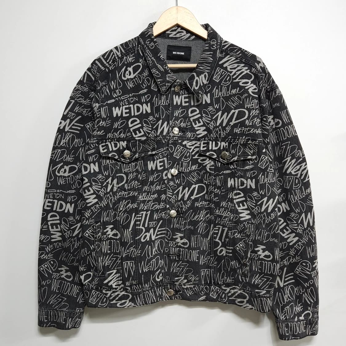 100~105)WE11DONE 웰던 그래피티 오버핏 데님 청자켓 상품이미지1