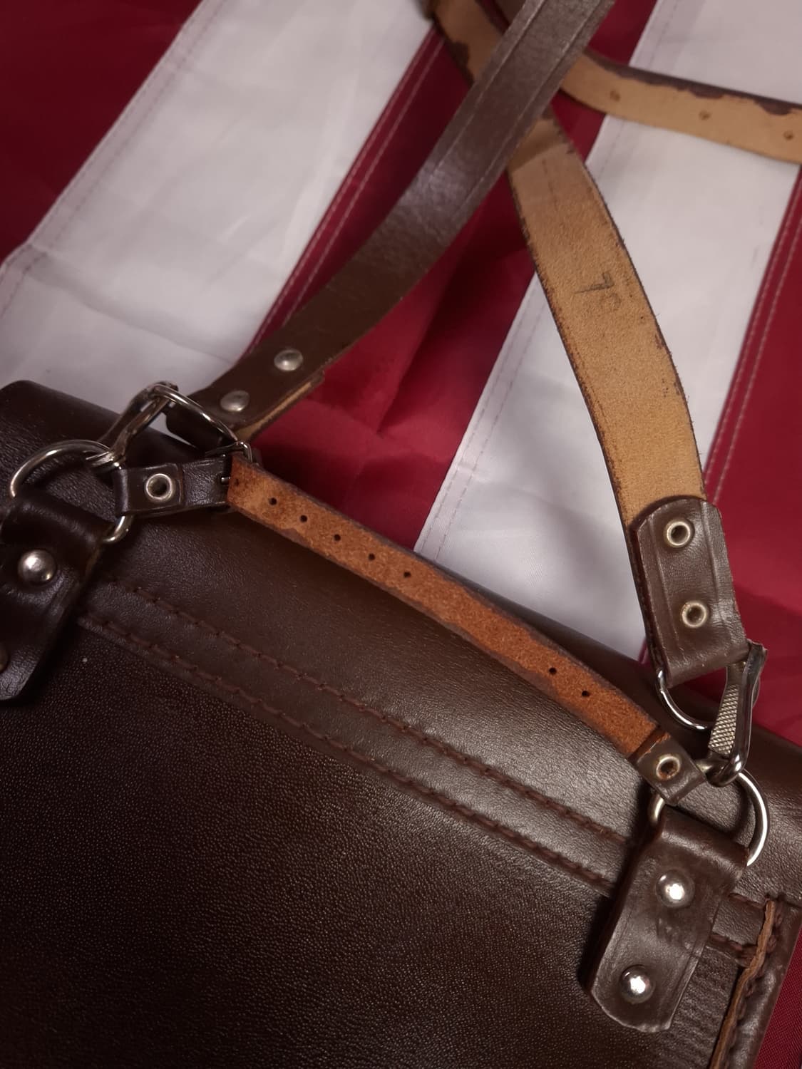 새제품 오리지날 80's 소련 장교용 리얼레더 지도 가방 상품이미지5