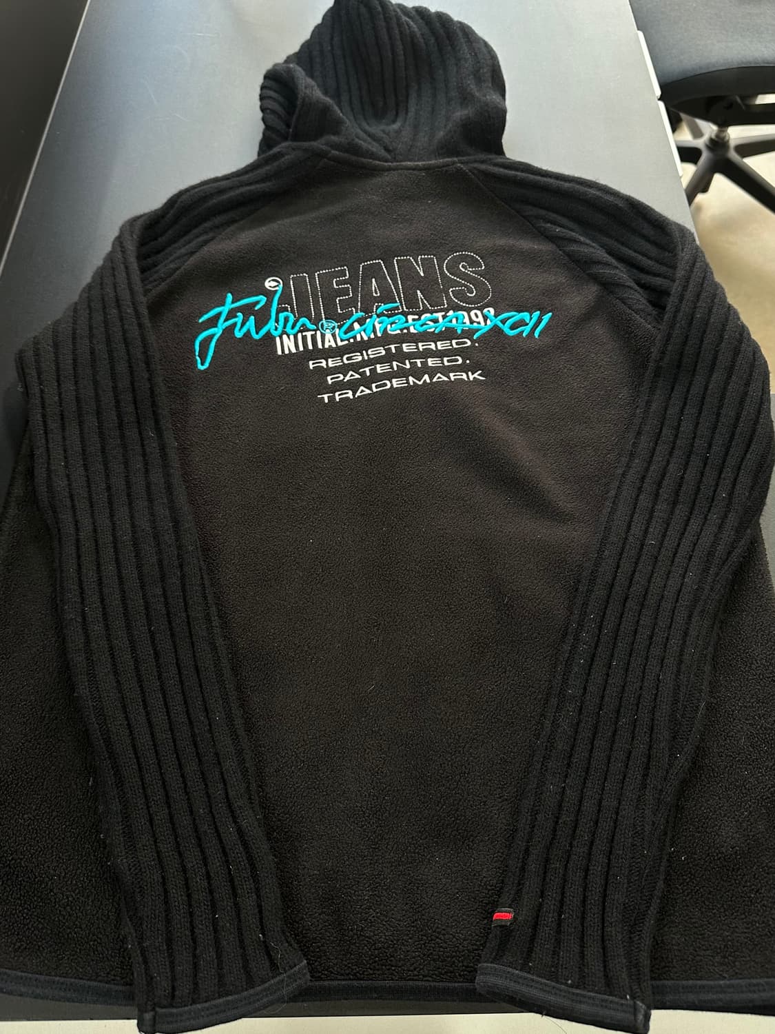 후부 자수백로고 후드 플리스 니트집업 상품이미지5