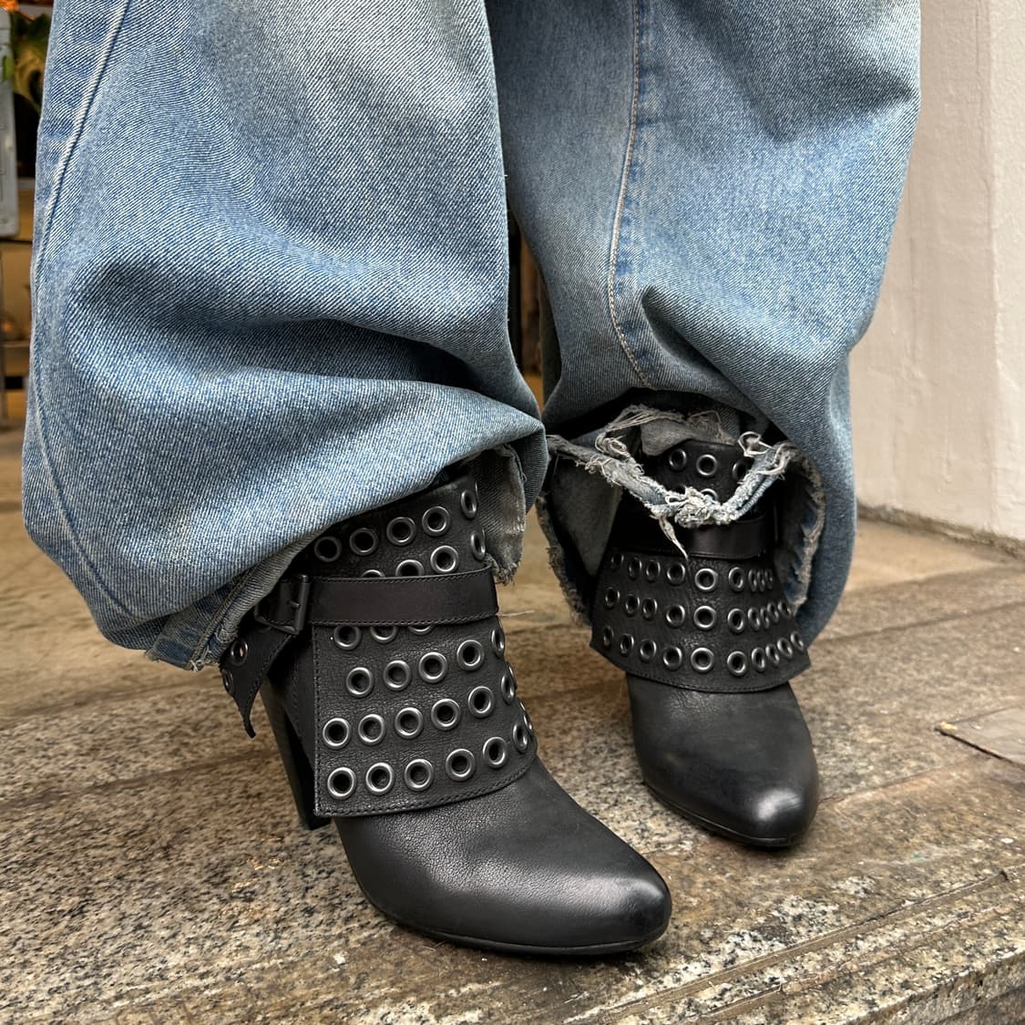 00s 레어 애쉬 커프 가죽 힐 부츠 상품이미지7