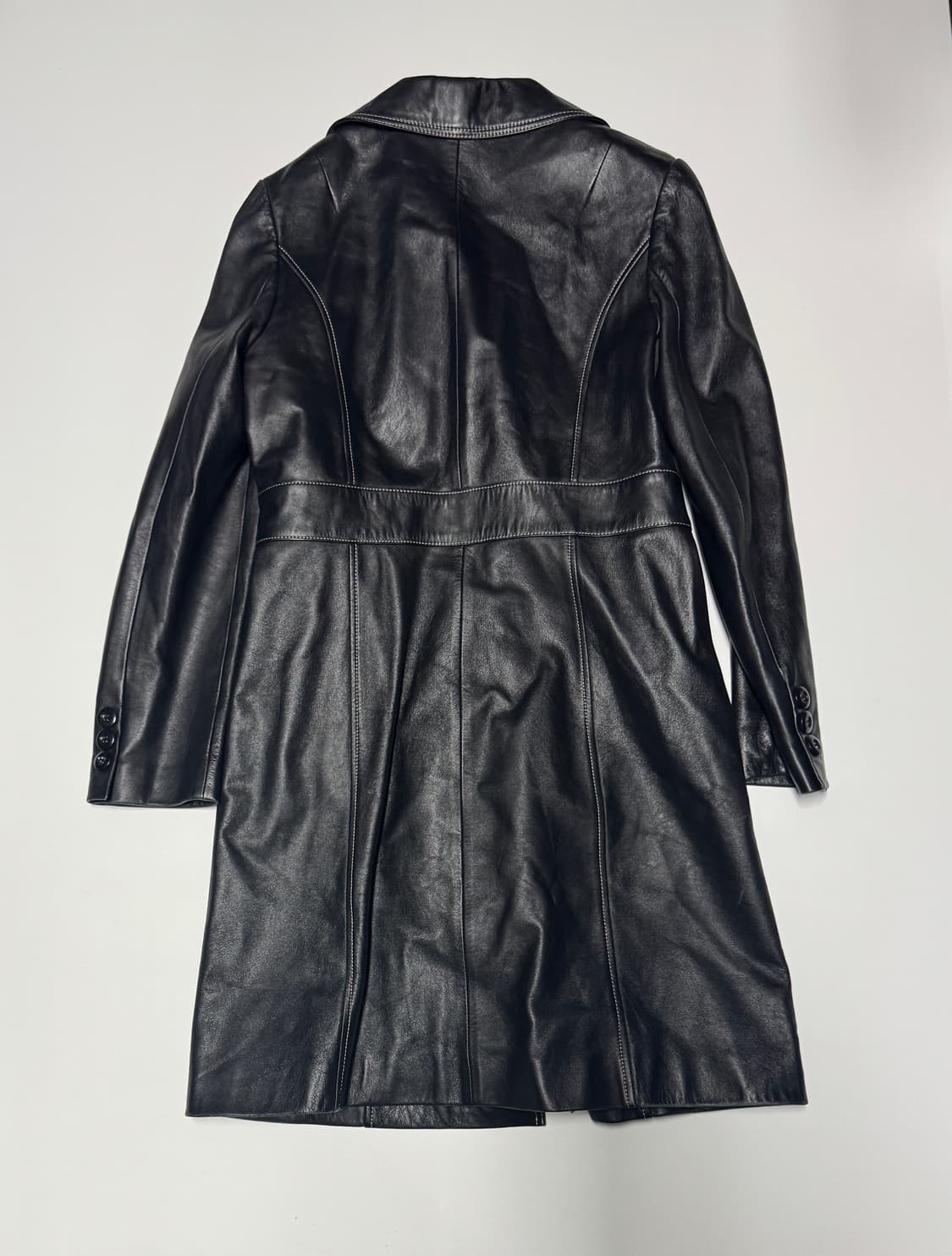 여성 에셀리아 빈티지 양가죽 코트 자켓 55 블랙 상품이미지2