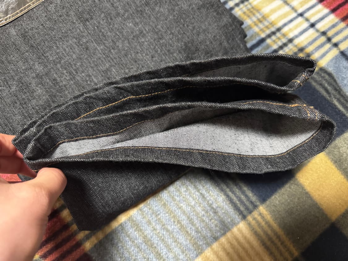 아캄 레더 패치 데님 (블랙, 2) 상품이미지4