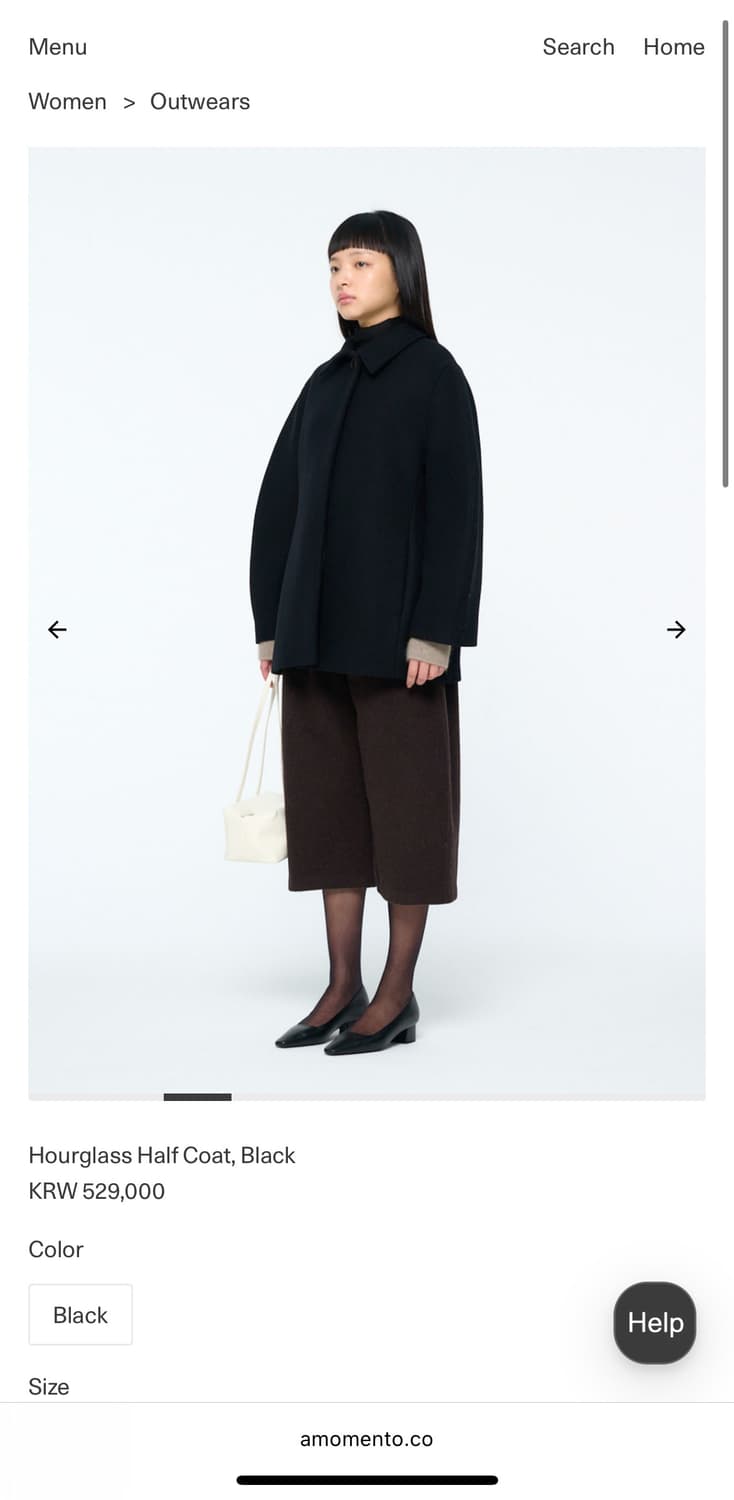 아모멘토 아워글라스코트/ Hourglass Half Coat, Black 상품이미지4