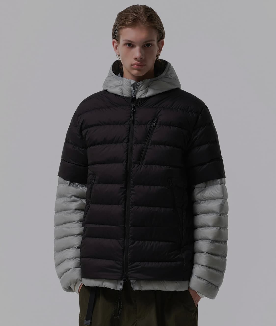 25신상 새제품)무신사 스탠다드 경량 반팔 숏패딩 블랙 L 상품이미지1