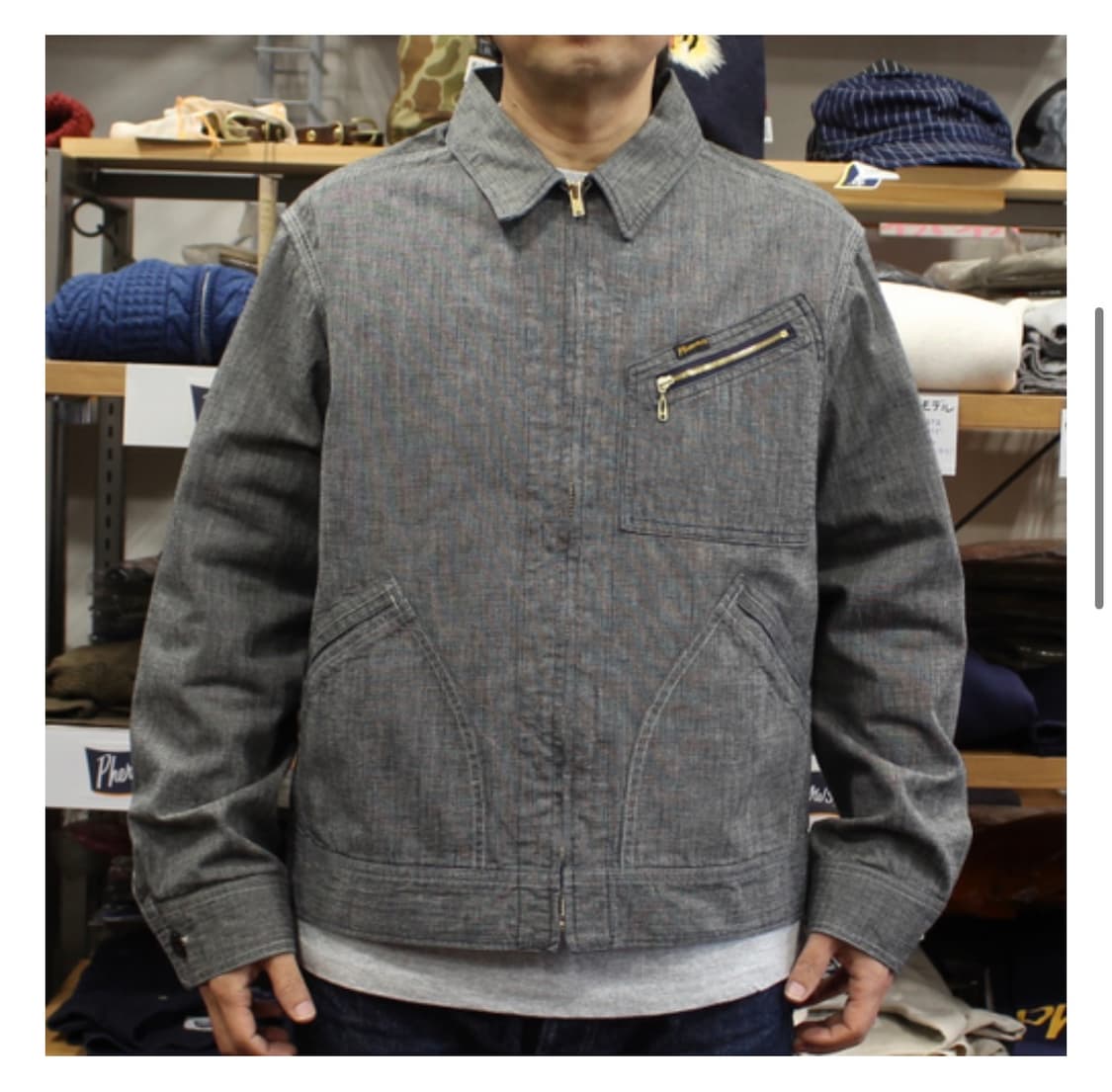 페로우즈 26SS 1960s front zip work 자켓 그레이 상품이미지3