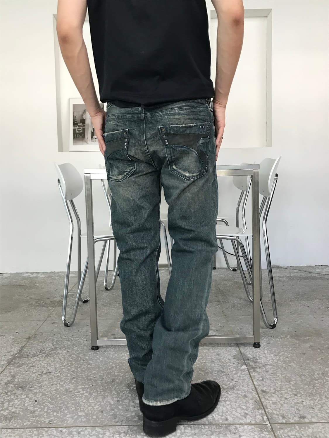 디젤 레더 패널 포켓 레귤러 워싱 진  상품이미지2