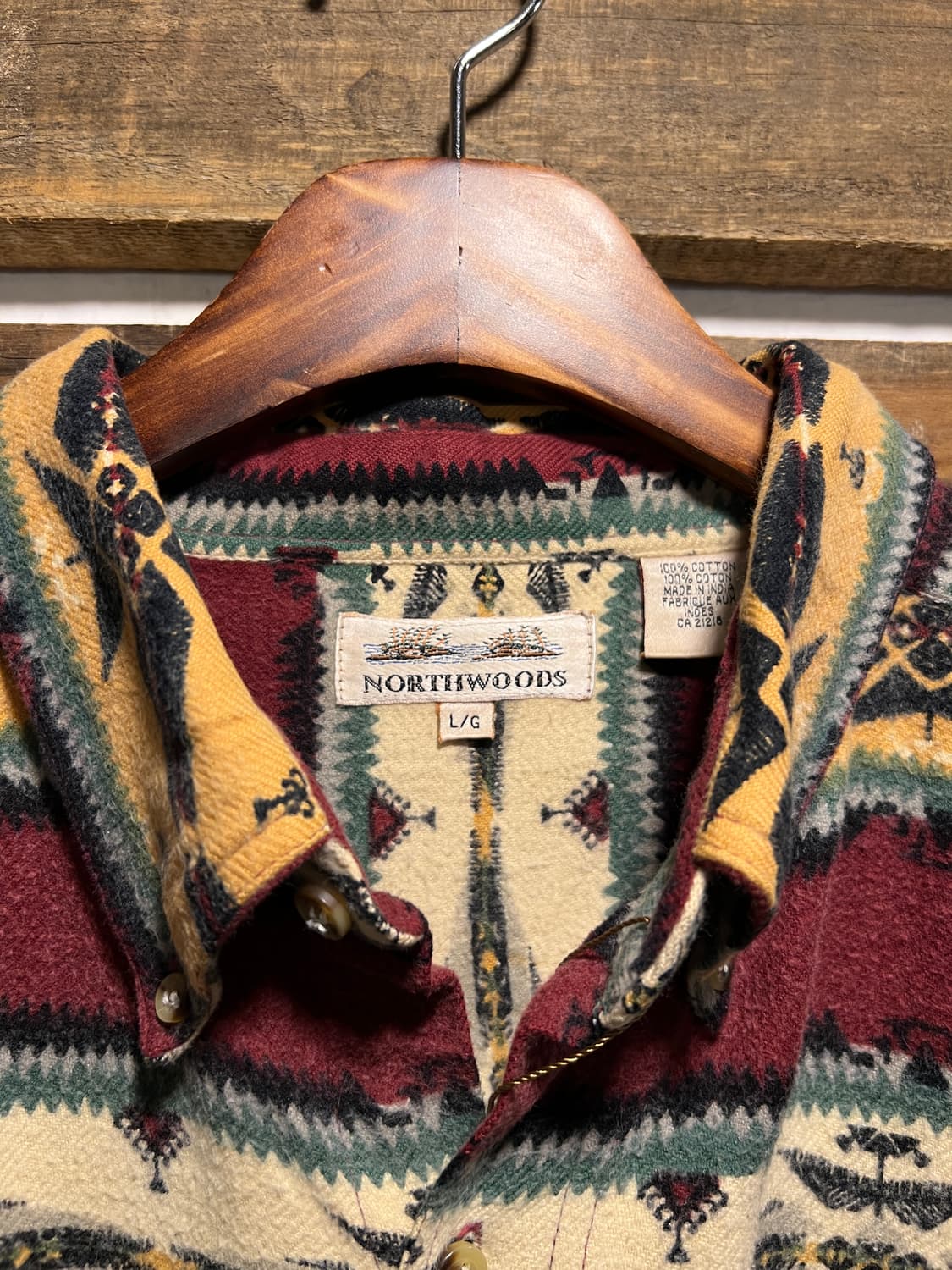 [L]90's USA 빈티지 나바호 패턴 컬러 스트라이프 샤모아 셔츠 상품이미지2