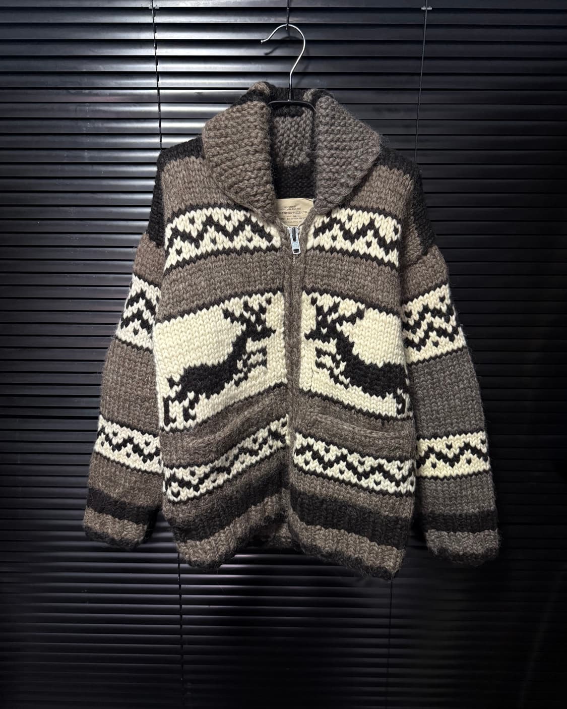 프론 엔터라이즈 핸드메이드 코위찬 캐나다 사슴 버진 울 노르딕 가디건 상품이미지2