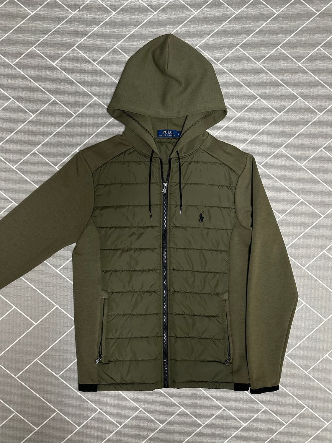 폴로 경량패딩 후드집업 카키 상품이미지1