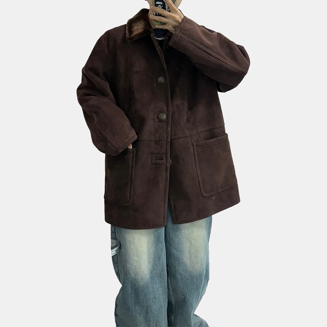 마르코폴로 marco polo 인조 스웨이드 퍼 카라 자켓 상품이미지2