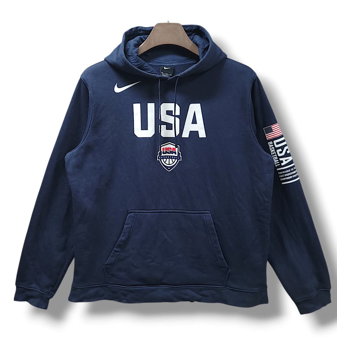 [2XL] 나이키 네이비 USA 바스켓볼 풀오버 기모 후드티 상품이미지1