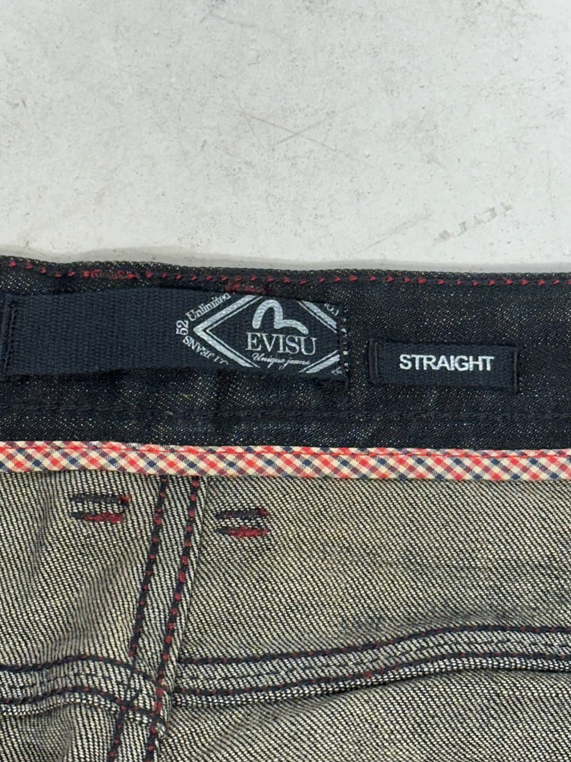 에비수 흑청 레드 로고 다이콕 워싱 데님 팬츠   상품이미지7