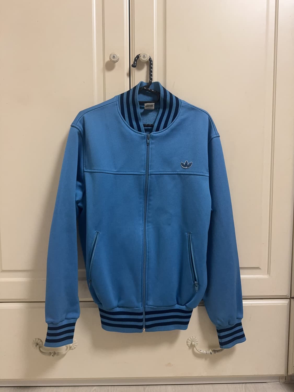 일본 빈티지 아디다스 80s 서독제 스카이블루 하늘색 네이비 트랙탑 져지 상품이미지2